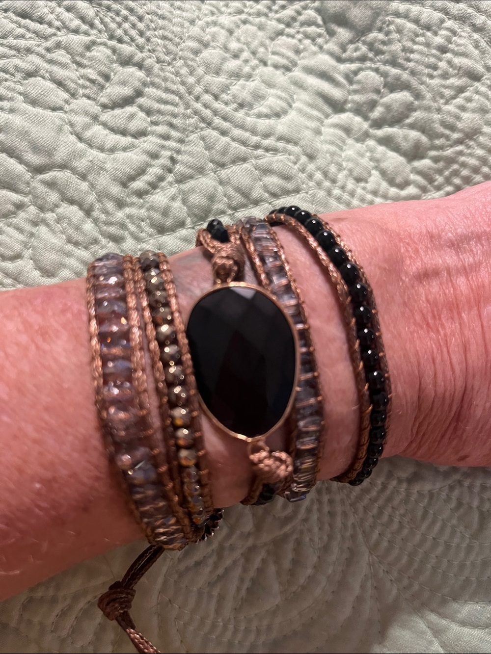 Black Onyx Beaded Wrap Bracelet - Women's Fashion Jewelry